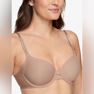 Warner's Womens No Side Effects Underwire Bra Side Smoothing Beige Size 34D